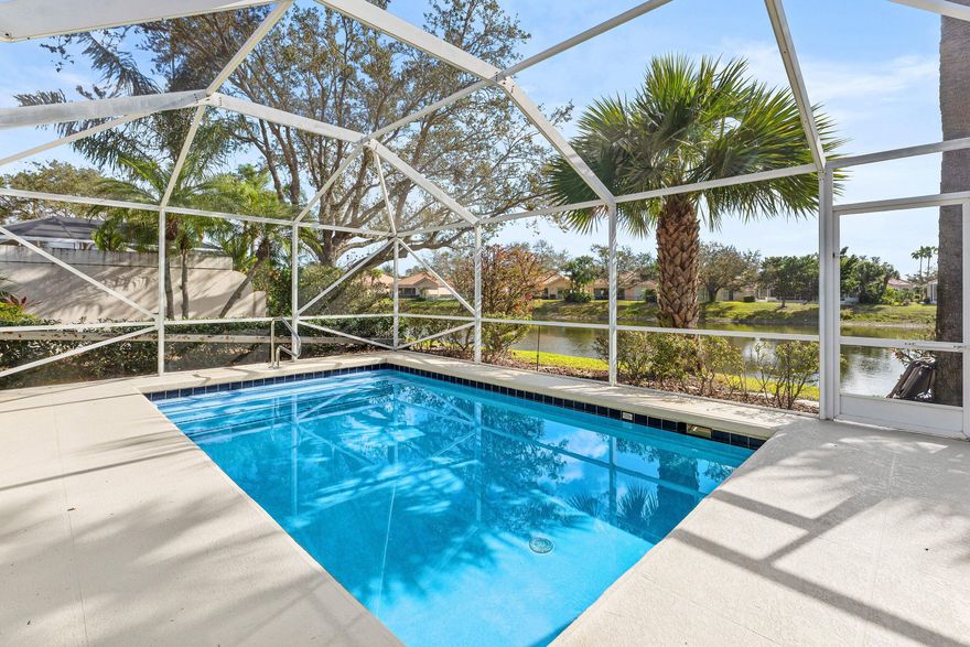 Welcome to this beautifully updated villa nestled in the vibrant West Palm Beach community of Riverwalk. Enjoy tranquil lake views from your private screened-in pool and spacious enclosed lanai, the perfect setting for relaxing mornings or entertaining guests. Inside, the home features a gorgeous renovated kitchen, new luxury vinyl flooring, and fresh interior paint, creating a bright and modern feel throughout. The home also includes custom closets in every room for exceptional storage and organization. NEW ROOF and accordion shutters throughout. This sought-after community of Riverwalk offers resort-style amenities designed for an active and social lifestyle, including three swimming pools, tennis, pickleball & bocce courts, a café, salon, and more.  Ideally located just minutes from shopping, dining, and entertainment in downtown West Palm Beach, this villa offers the perfect blend of comfort, convenience, and lifestyle. Perfect for those seeking relaxed Florida living with plenty of opportunities to stay active!