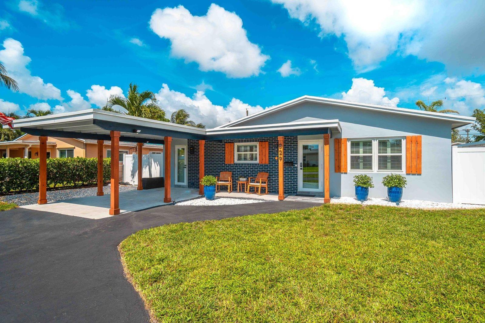 THREE BEDROOM, TWO BATH HOME FOR SALE IN EXCELLENT NEIGHBORHOOD. THIS HOME HAS BEEN FULLY RENOVATED & UPDATED WITH OPEN CONCEPT CHEFS KITCHEN. SAME CERAMIC TILE THROUGHOUT INCLUDING ON THE PATIO. THIS 0UTSTANDING HOME FEATURES COMPLETE HURRICANE PROTECTION WITH HIGH IMPACT WIDOWS & DOORS & 10,000 WATT HYBRID GAS-PROPANE GENERATOR TO RUN THE ENTIRE HOUSE WITH INCLUDED HOOKUP. THIS HOME ALSO FEATURES A CARPORT, CIRCULAR DRIVEWAY, SEPARATE UTILITY ROOM WITH WASHER & DRYER, NEW CEILING FANS, PLANTATION SHUTTERS, SCREENED PATIO WITH FULL SIZE REFRIGERATOR/FREEZER, OUTSIDE WOOD DECK WITH SOLAR LIGHTS & SOLO FIRE STOVE. SPACIOUS BACKYARD WITH MAINTENANCE SHED. GREAT LOCATION RIGHT ACROSS THE STREET FROM NEIGHBORHOOD PARK WITH TENNIS COURTS, PICKLEBALL & PLAYGROUND. CONVENIENT TO AIRPORT & BEACHES