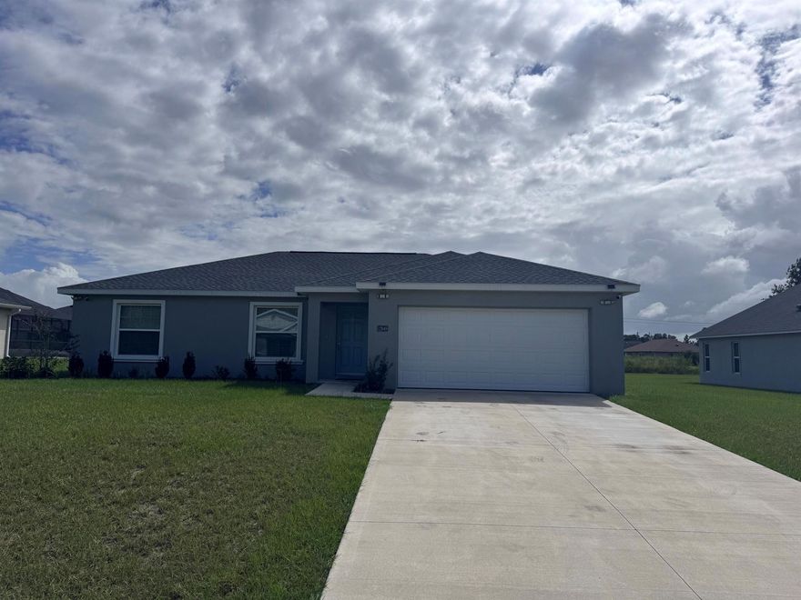 Beautiful and well-maintained single-family home located in the desirable Marion Oaks community of Ocala. This spacious 3-bedroom, 2-bath property features an open floor plan, tile flooring throughout, and a bright kitchen equipped with stainless steel appliances, including a refrigerator, microwave, dishwasher, range, washer, and dryer. The master suite offers a walk-in closet and a private bath. Enjoy a large backyard--perfect for family gatherings. Conveniently located near schools, shopping, and major highways. Move-in ready!