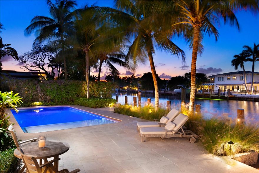 Beautiful Coral Ridge Waterfront home with 100ft of prime deep water.  Dock your 80 foot mega yacht.  Only 3 lots from the Intracoastal and on one of the widest canals in Coral Ridge. Enjoy one of the best streets in the neighborhood. This spacious 4/3 home has it all.  Oversized lot with the most amazing backyard.  South Florida at it's best. Boat to breakfast, lunch or dinner.   Open Floorplan with vaulted ceilings, impact windows & doors. Great for entertaining and raising a family.  Resort style heated, saltwater pool with sun shelf, marble pavers and lush professional landscaping. Deep water dockage with dolphin pilings and 50amp power.  New roof and many other recent updates & improvements.  Walk, bike or golf cart to beach, restaurants and shops.  Priced to sell.  Won't last long.