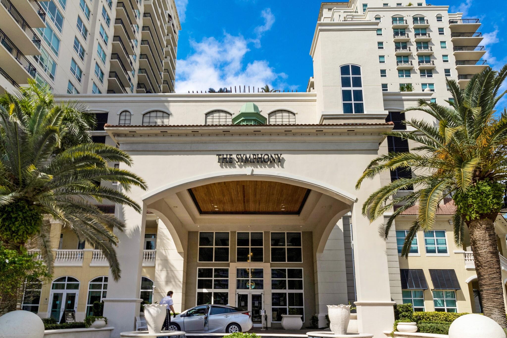 This stunning southwest corner unit in the South Tower at the Symphony Condos boasts 2.5 bathrooms with top-of-the-line features, including custom stone countertops and stainless-steel appliances, porcelain wood grain tile throughout, designated parking space on same level as unit. Walk out your front door and enter the garage for easy access. Furniture is not included in the list price, but negotiable. Resort-like amenities for you to enjoy. From the elevator for easy access to the condo, to the hot tub, pool, gym, sauna and spa where you can relax and unwind, every detail has been carefully considered to provide you with the ultimate comfort. Step outside to the sparkling pool and take in the breathtaking waterfront views, creating a serene oasis right at your doorstep.
