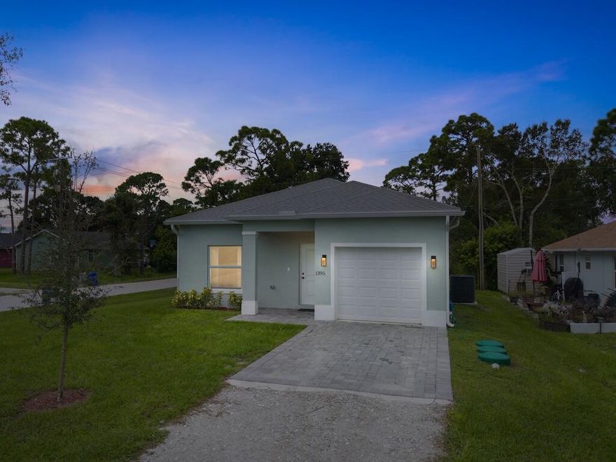 Welcome to 1395 17th Ct SW in beautiful Vero Beach -- a newly built 3-bedroom, 2-bath concrete block home offering modern finishes, impact windows and doors, sleek tile flooring throughout, and an open-concept kitchen with stainless steel appliances and quartz countertops. This move-in-ready home features high ceilings, a one-car garage, and a low-maintenance yard with no HOA fees. Conveniently located in the quiet Oslo Park area, you'll enjoy easy access to beaches, shopping, dining, and everything Vero Beach has to offer -- the perfect blend of comfort, quality, and coastal living.