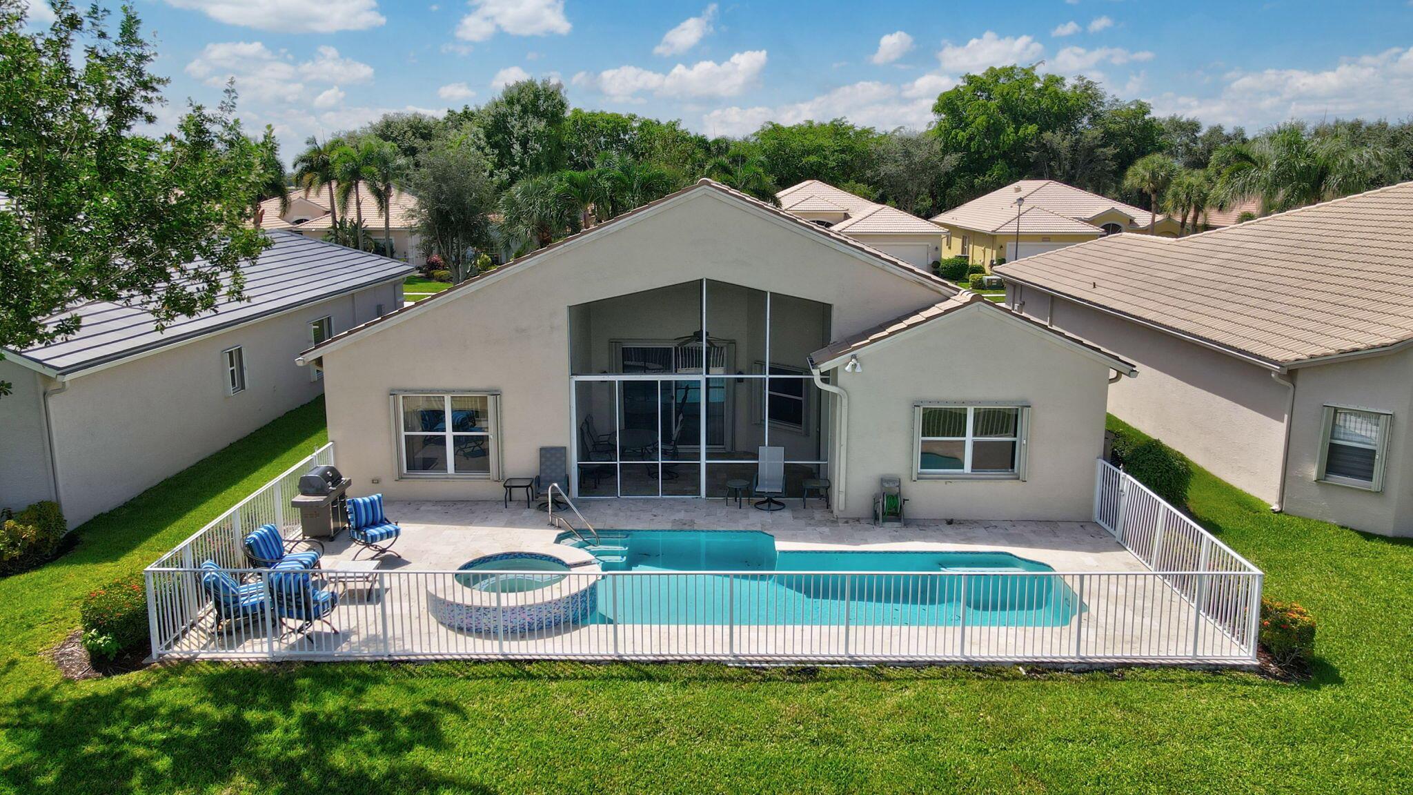 WOW, Rarely available and Thee only pool home for sale currently in the community. Nothing like taking a dip anytime you like. Venetian Isles is a very upscale community with a Restaurant and Bar. Of course Tennis, Bocce, Pickleball, Resort Pool, and clubhouse. The home has 4 true bedrooms and 2.5 baths with a gorgeous and huge walk in shower off the primary bedroom. Lake and private pool views as soon as you walk through the door make this home a magical retreat to come home to. Also rare, you may have 2 furry friends in this part of the community. Come see this incredible home available now. Serenity awaits.