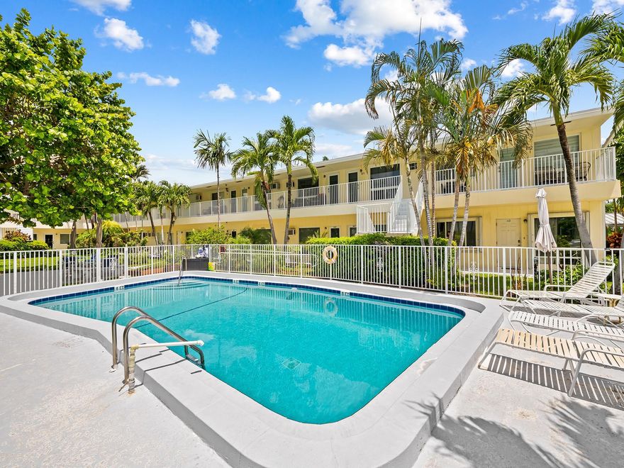Discover the essence of "Classic Florida" living at this charming, value-priced co-op located just a 5-minute walk from the beach in sunny Pompano Beach. This intimate and quaint community, established in 1962, comprises a mere 23 units, fostering a friendly, tight-knit atmosphere. Situated on the first floor of an L-shaped building, this two-bedroom residence offers comfortable living framed around a inviting common area pool. The interior boasts an open-concept kitchen, dining, and living area, perfect for relaxed entertaining and everyday life. Peace of mind is assured with highly desirable features including all-impact windows and doors, low monthly maintenance fees, no current assessments, and no land lease. This is a rare opportunity to own a slice of vintage Pompano Beach paradise.