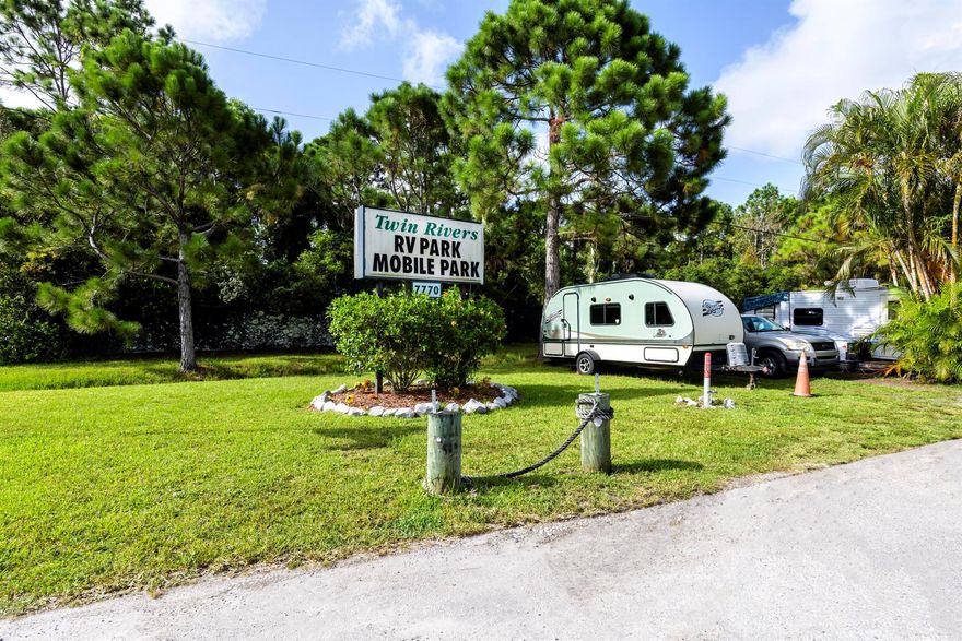 win Rivers Mobile Home park is in the rapidly growing city of Hobe Sound Florida. With 81 approved lots and storage on site, there is a huge opportunity for the new owner to exponentially increase revenue by adding new mobile homes in lots used by RV's, change the RV's to Mobile homes and utilizing the grounds to add additional lots. Currently there are 22 Mobile Home lots, 48 RV lots, and 20 storage units leased. Seller has owned property since 1999.