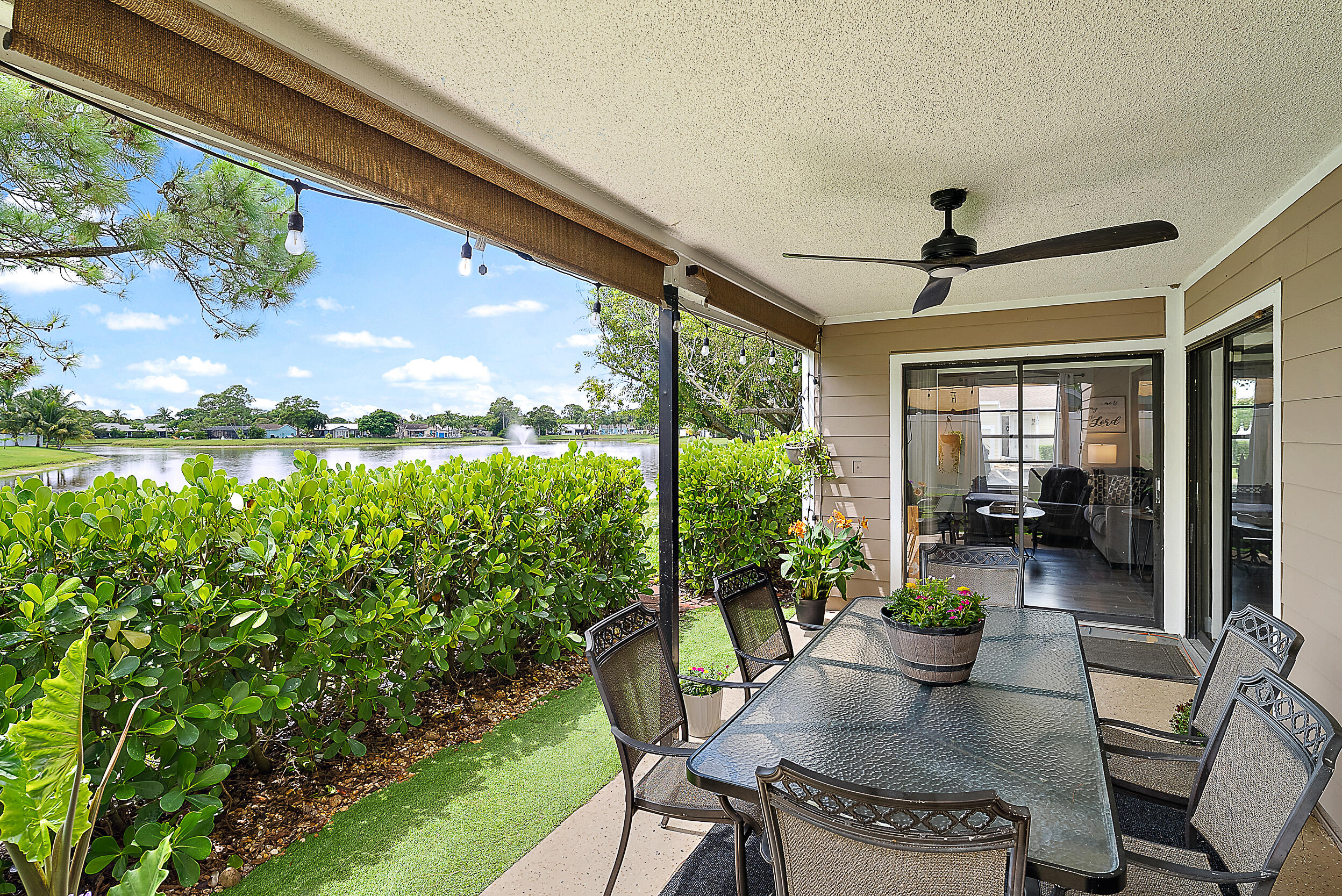 Affordable Living in the Heart of Jupiter! Beautifully updated 3BR/2BA one-story end-unit townhome in the sought-after community of Jupiter Village. Perfectly positioned with a serene lake view, this home combines style, comfort & convenience. Highlights include remodeled open-concept kitchen w/ white quartz countertops, new flooring, split bedroom layout for privacy, screened porch plus a private backyard w// turf grass for low maintenance living, master suite w/ walk-in closet & remodeled shower. Many updates include a 2019 roof, H2O heater and most appliances. Complete your evening by watching the sunset over the lake from your own backyard retreat. Amenities include community pool, tennis, playground and racquetball court.