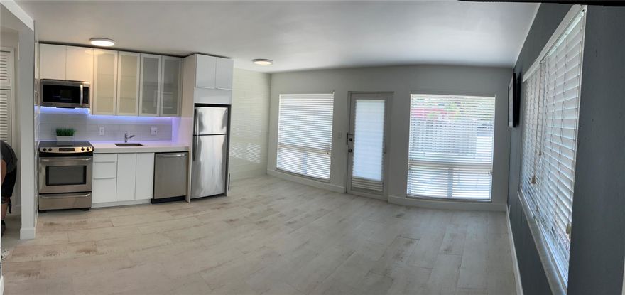 Modern Remodeled Corner Unit. Awesome Open floor Plan 1/1 in Coral Ridge. Location, Location, Location!  East of US1 and 5 blocks to the Beach. Private Quiet 1st Floor Corner Unit Has Lots of Windows. This 1st Floor Unit Has No Stairs Or Elevators to Deal With. Recent Upgrades Include: Updated Bath, Modern Frosted Glass Doors, Modern Euro White Kitchen Cabinets with LED Lightings, Custom Quartz Counters, Stainless Steel Appliances. Frosted Glass Tile Wall Details. Imported Floor Tile Throughout. This Apartment Has its Own Central AC System Thats Ice Cold and Its Own Washer / Dryer! Three Blocks to Coral Ridge Mall with Target, Publix, TJ MAXX, HomeGoods & More. Bayview School District. Small Pet is Ok with Pet Deposit and Prior Approval. Good credit is a must and background check required.