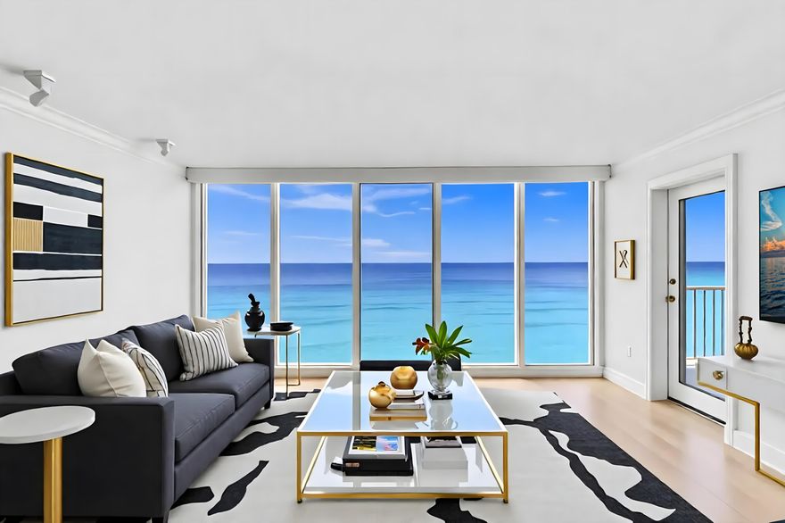 Coastal Grandeur Above the Atlantic - Rare Double PH Model . PRICE IMPROVED for IMMEDIATE SALE. Experience the pinnacle of oceanfront living in this unparalleled, one-of-a-kind Penthouse. Perched high above the shoreline, this residence offers breathtaking, panoramic views of the ocean and coastline, creating a serene, sky-high oasis. Designed with grand proportions, this stunning unit features vast living spaces, floor-to-ceiling windows, and two private terraces perfect for sunrises and unparalleled relaxation. The expansive primary suite is a true retreat, offering an extra sitting area, two full baths, and multiple closets. Featuring an oversized kitchen and dual living areas, this home offers the space of a house with the convenience of luxury condo living. Includes 2 garage spaces.