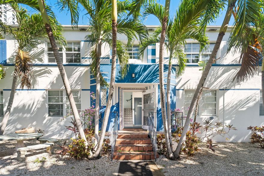 Welcome home to West Avenue Apartments! This art deco building is the perfect place to call home — fully fenced in, 1 assigned parking space (with more street parking in front), on-site laundry, and walking distance to the bay as well as dining and shopping in the ever growing West Ave neighborhood. This second floor unit boasts 2 large bedrooms, 1 bathroom, real hardwood floors, and lots of natural light through hurricane impact windows. Whole Foods just 3 blocks south and Flamingo Park is a short stroll away. Fast Approvals!