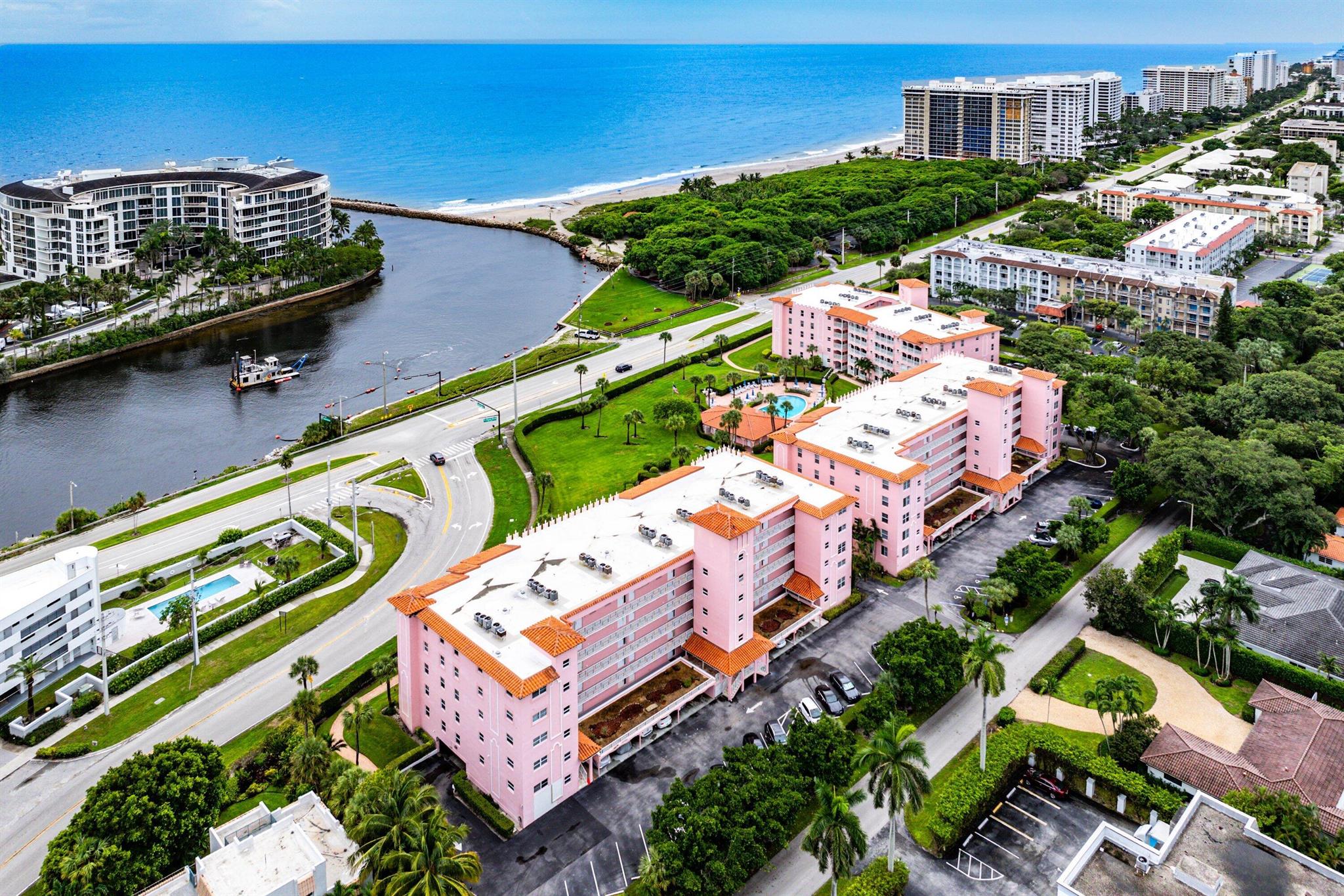 Step into Coastal luxury in this completely renovated 2 bedroom 2 bath condo, perfectly situated directly across from the Boca Resort. From the moment you enter, you'll be captivated by the unobstructed views of the Atlantic Ocean that creates of true sense of tranqulity. Every inch of this home has been thoughfully re-imagined with sophisticated, modern design and A+ finishes. The open concept floor plan maximizes light and space while a custom built office nook on the patio offers the rare ability to work with the Ocean as your backdrop. Discreet in unit Washer and   Dryer add convenience without compromising living space. Building in process of being painted white (from reserves) Every detail to perfection! When you visit this beautiful condo, you'll truly understand what sets it apart