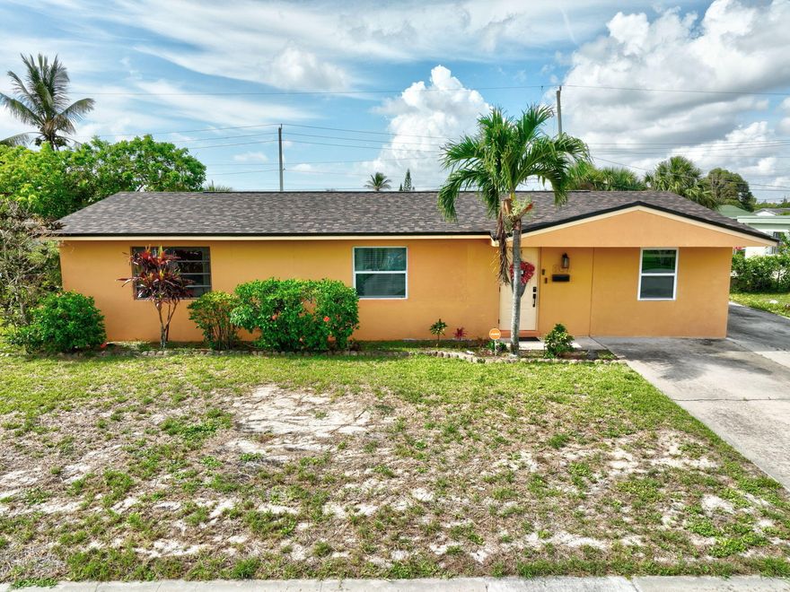 Move-in ready Riviera Beach home with NO HOA! This well-maintained 2BR/1BA property features an open-concept layout with spacious living areas and a permitted garage conversion ideal for a den, office, or possible 3rd bedroom (window, no closet). Recent updates include newer roof, fresh exterior paint, and newer kitchen appliances. Enjoy the fully fenced backyard complete with a newer 1,700-gallon above-ground pool, shed, and sprinkler system. Additional features include smart locks, security system with cameras, and video doorbell for added convenience. Conveniently located near beaches, parks, shopping, dining, schools, and major highways. Great opportunity!