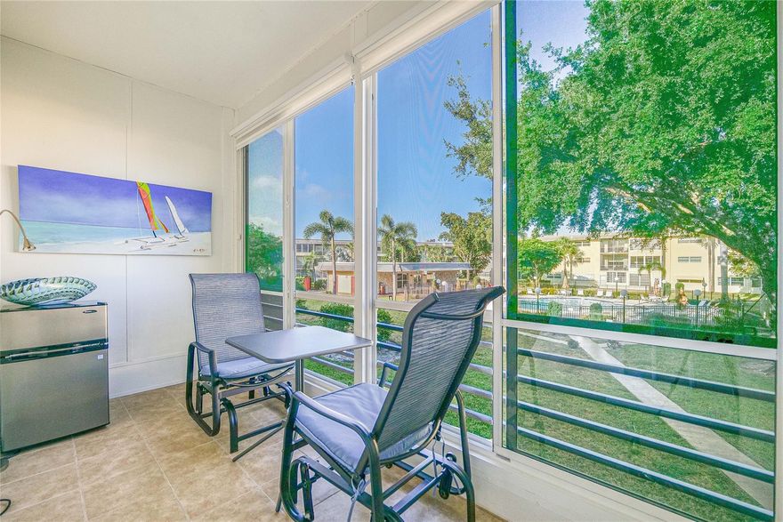 WOW IS THE WORD!! IMPECCABLE UNIT! LIGHT & BRIGHT 1/1 OVERLOOKING THE POOL AREA! TURNKEY FURNISHED EXCEPT PERSONAL BELONGINGS! READY TO MOVE IN! JUST BRING YOUR SUITCASE! KITCHEN OPENS OUT WITH A WIDE OPENING ONTO THE DINING ROOM, WITH MODERN STAINLESS STEEL APPLIANCES, & WOOD TOP COUNTERS! COME SEE TO BELIEVE HOW BEAUTIFUL! TILED THROUGHOUT! NEW ELECTRIC PANEL, AC 2013, TANKLESS WATER HEATER 2024! 50 YEAR INSPECTION PASSED. ENCLOSED FLORIDA ROOM WITH IMPACT WINDOWS AS WELL AS FULL IMPACT WINDOWS THROUGHOUT THE APARTMENT! ASSOC SAYS FULLY FUNDED RESERVES, CAN RENT 1ST YEAR BUT YOU CAN RENT 2 TIMES A YEAR SEASONALLY. NO YEARLY RENTALS. 750 CREDIT SCORE & INCOME OF $35,000. INCLUDES WATER, PEST CONTROL, INSURANCE. A VERY WELL KEPT COMMUNITY ON THE LAUDERHILL GOLF COURSE! TENANT LEAVES MAR 31