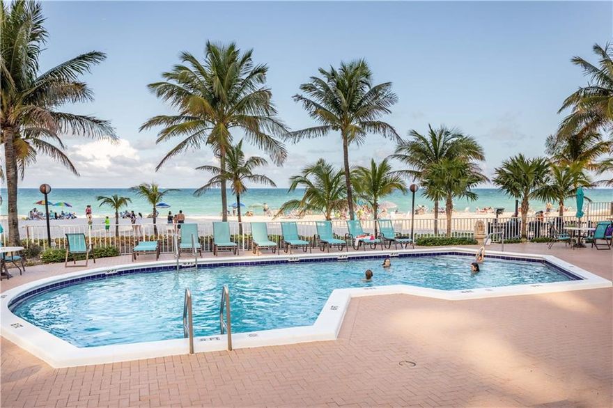 Impeccably remodeled unit ON THE BEACH in the best oceanfront building in Pompano. Fantastic split bedroom layout takes advantage of every single square foot. Spacious bedrooms, large closets, continuous marble tile throughout. No other building on the beach beats all these amenities! In-Unit full sized Washer/Dryer. Low HOA, 1 assigned in-garage space, ample guest parking, 24/7 security, fully staffed self-managed building, concierge service M-F 9a-5p, high speed internet, premium cable, car wash area, BBQ, pool, hot tub, sauna, oceanfront clubhouse w/kitchen, billiards, ping pong, bocce, bike parking. Financially solid, well managed building. Rentals OK after 1st year then 2X/yr 60day min. Furniture negotiable, art/electronics not included. Showings begin 2/15