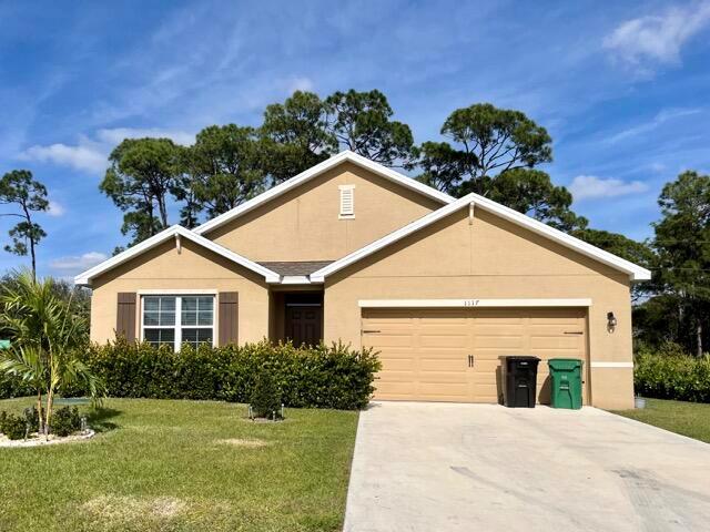 *Built in 2019** 4 bedrooms, 2 bath, 2 car garage with 1828 sq. ft. of living area. Great open floor plan with large kitchen island. Stainless steel appliances, washer and dryer. Split floor plan. Large walk-in master closet and linen closet. White faux wood blinds at all windows, covered lanai, beautiful gazebo in the backyard, upgraded counter tops in kitchen and baths. Close to Crosstown, St Lucie West, I-95 and Schools.
