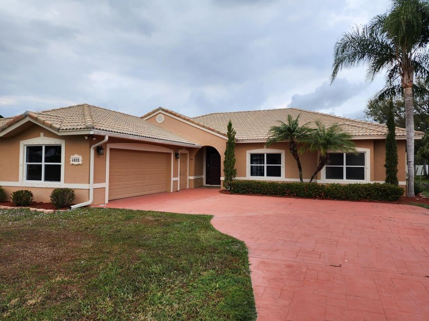 Spacious 3 BR 2 BA 3 CG rental in the Torino Area of PSL. Granite tops, stainless steel appliances, tile in living areas. Screen enclosed rear patio, also features oversized driveway, corner lot location. Great location close to shopping and schools. First, Last and security required. Ready for occupancy 5-1-26. Washer and Dryer included but not warranted