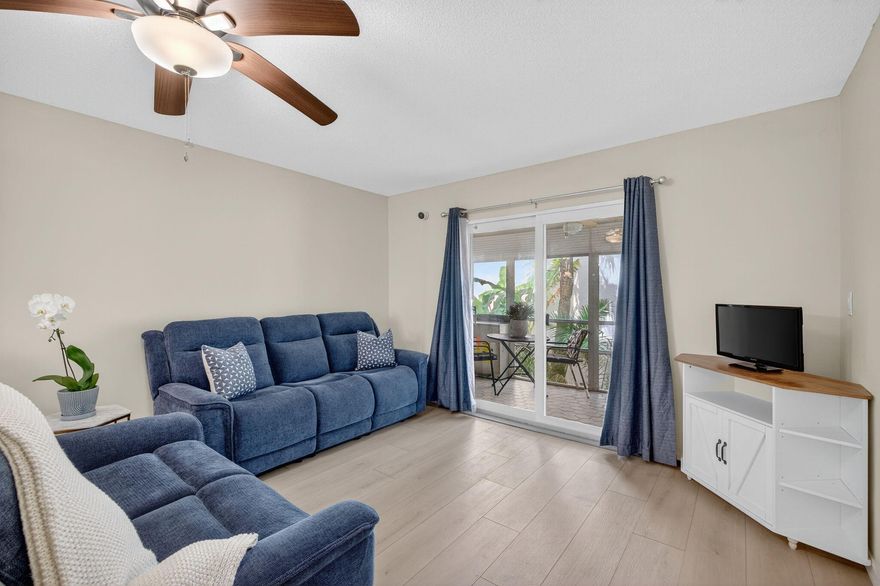 Welcome to this beautifully updated 2-bedroom, 2-bath home in Lighthouse Point. This second floor furnished home features a new modern white kitchen with quartz counter tops, new stainless-steel appliances and luxury vinyl flooring throughout. The home also offers hurricane impact sliding glass door and updated bathrooms. From the balcony you can view the serene lush landscaping and putting greens. Located within this 55+community, residents enjoy amenities including a swimming pool, shuffleboard courts, and a welcoming clubhouse. This condo provides an exceptional blend of comfort, convenience, and coastal living with just a 10-minute drive to the beaches, walking distance to restaurants and shopping. Don't miss the opportunity to make this Lighthouse Point gem your new home!