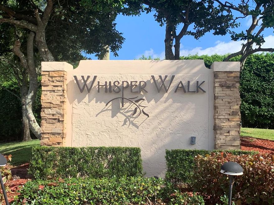 Gorgeous 2/2 villa on the lake in Whisper Walk . Tile floors, updated kitchen and baths. SS appliances   Two parking spaces out front. Furnished or unfurnished . Guest parking across street.  Quiet 55 plus community with tons of greenspace, lakes, tennis courts, and great pool close by.. Cable w/ 5 HBO channels , internet, and water included in rent. Tenant only pays for electric.  Great location near shops and restaurants and Publix