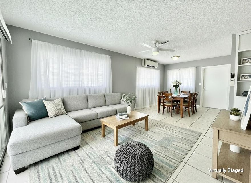 Ideal for first-time buyers, this move-in-ready 3rd-floor end unit offers affordable, low-maintenance living in a convenient location. Features include brand new AC Units, new water heater, all-tile flooring, fresh interior paint, a bright open layout, generous storage, and a large private terrace perfect for everyday living. Full accordion hurricane shutters provide added safety and insurance benefits. Centrally located near I-95, shopping, dining, and just minutes from the beach—making commuting and errands easy. A great opportunity to step into homeownership with comfort, convenience, and value.