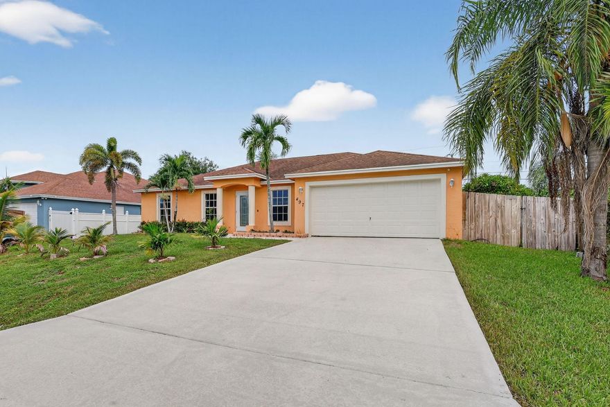 Updated 3bd, 2ba CBS home with NO HOA located in the Crane Landing neighborhood of Port Saint Lucie. Pet Friendly, Charming, covered entry with brand new Impact Glass front door welcomes you inside this spacious single-family home. Split floorplan with separate living and dining areas, vaulted ceilings, and eat-in kitchen. Freshly painted neutral interior, features brand new premium Luxury Vinyl Plank flooring throughout and upgraded baseboards in all common areas. Bathrooms have been professionally updated with brand new vanities, toilets, fixtures and lighting. New fans and lighting throughout. Spacious covered and screened porch overlooks private quarter-acre fenced-in yard. Centrally located on a quiet street, just minutes from schools, shopping and major highways.