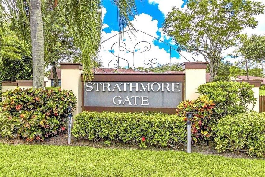 Corner 2-bedroom, 2-bath villa located in the desirable 55+ community of Strathmore Gate in Royal Palm Beach. This corner unit features a spacious, open floor plan, newer stainless-steel appliances, and an enclosed patio—plus a private front porch that adds extra living space and curb appeal. Newer accordion shutters offer security and ease  during hurricane season Conveniently located near shopping, dining, and everyday essentials, the community also offers a clubhouse, fitness center, and scenic walking paths.