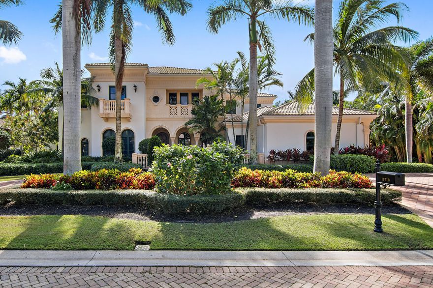 Beautiful Beaumere model sits on a 1/2 acre lot in the sought after Grand Estate section of Old Palm. This S.exposure home boasts a large living area w/ marble floors and impressive floor to ceiling windows. Spacious master suite, wood & marble flooring crown molding, w/Lg covered balcony over looking expansive pool area. 4 ample guest bedrooms all en suite. Recently renovated light and bright gourmet kitchen, marble countertops. Dacor SS dbl ovens, Family size Subzero SS refrige/freezer, Dacor (natural gas) 6 burner cooktop and Miele espresso machine. Comfortable outdoor covered entertaining area that looks out to the lushly landscaped pool area w/private water feature, summer kitchen gas grill, wet bar, refrigerator, dishwasher. Cozy Theater w/8 reclining seats,  lots of A/C storage.