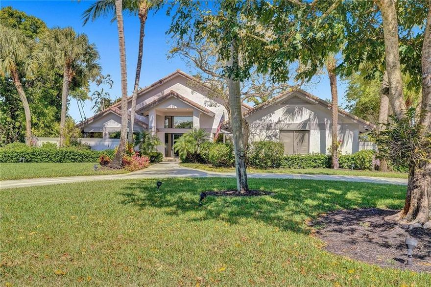 Delray Estates beautiful home on over an acre in West Delray Beach, minutes to Atlantic Avenue and Florida Turnpike and Delray Market Place. Drive up to the beautiful circular driveway which can easily fit 20 guest cars.  Mature  stunning trees and landscaping. This four bedroom, three and a half bath home boast a formal living and dining room and expansive Kitchen Family room is the heart of this home with 14 feet ceilings. Nice large screened patio to look out to the pool and garden. Mable and wood flooring throughout this lovely home. First Showings begin on Sunday April 3rd.  Garage has Tesla charging. Salt water pool. Low HOA in this beautiful community, guard gated, One time Capital Contribution of $5,000 at closing.  No blind offers, property must be seen.