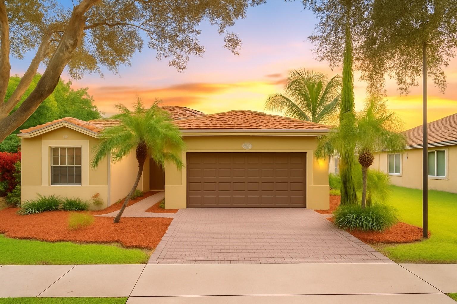 Your Lakeside Dream Awaits in Regency Lakes. Wake up every day to breathtaking lake views in this fully upgraded 4/2.5 oasis nestled in a quiet cul-de-sac. This rare gem offers a split floor plan w/soaring volume ceilings, stylish modern flooring, upgraded kitchen, new A/C, water heater, and upgraded bathroom. Step into your own tropical paradise—your spacious backyard is a private retreat filled w/ mangoes, lychees, limes, and more, perfect for morning smoothies or hosting weekend gatherings. Enjoy resort-style living w/ access to a sparkling community pool, clubhouse, gym, volleyball & tennis courts. You're just a short stroll away from shopping, fine dining, lush parks, & top-tier schools. Tech and security perks? HOA covers high-speed AT&T fiber internet, security, & landscaping.