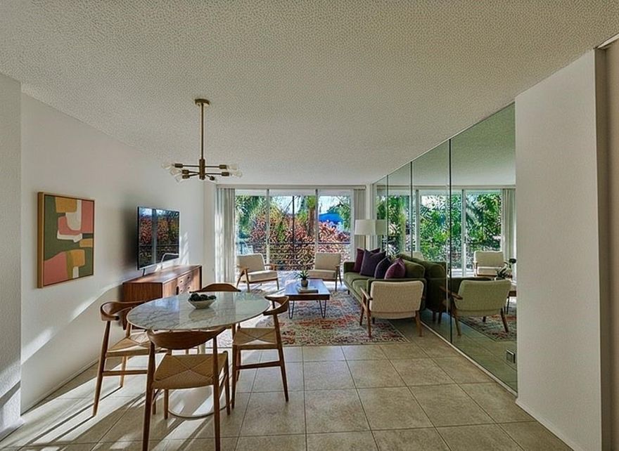 Beautiful and rarely available 1BR/1.5BA condo with private storage unit in gated Royal Park—an uncommon feature not found in all one-bedroom units. This light-filled residence offers ceramic tile flooring throughout and a private balcony overlooking the pool and lush landscaped grounds. The updated kitchen stands out with concrete countertops, rich wood cabinetry, stainless steel appliances, and a tasteful backsplash. Spacious primary bedroom includes a walk-in closet and en-suite bath. Additional highlights include newer A/C (2019) and tankless water heater. Royal Park residents enjoy three heated pools, fitness center, clubhouse, BBQ areas, and scenic walking paths surrounded by mature tropical greenery. Ideally located minutes to I-95, Wilton Manors, downtown Fort Lauderdale, and