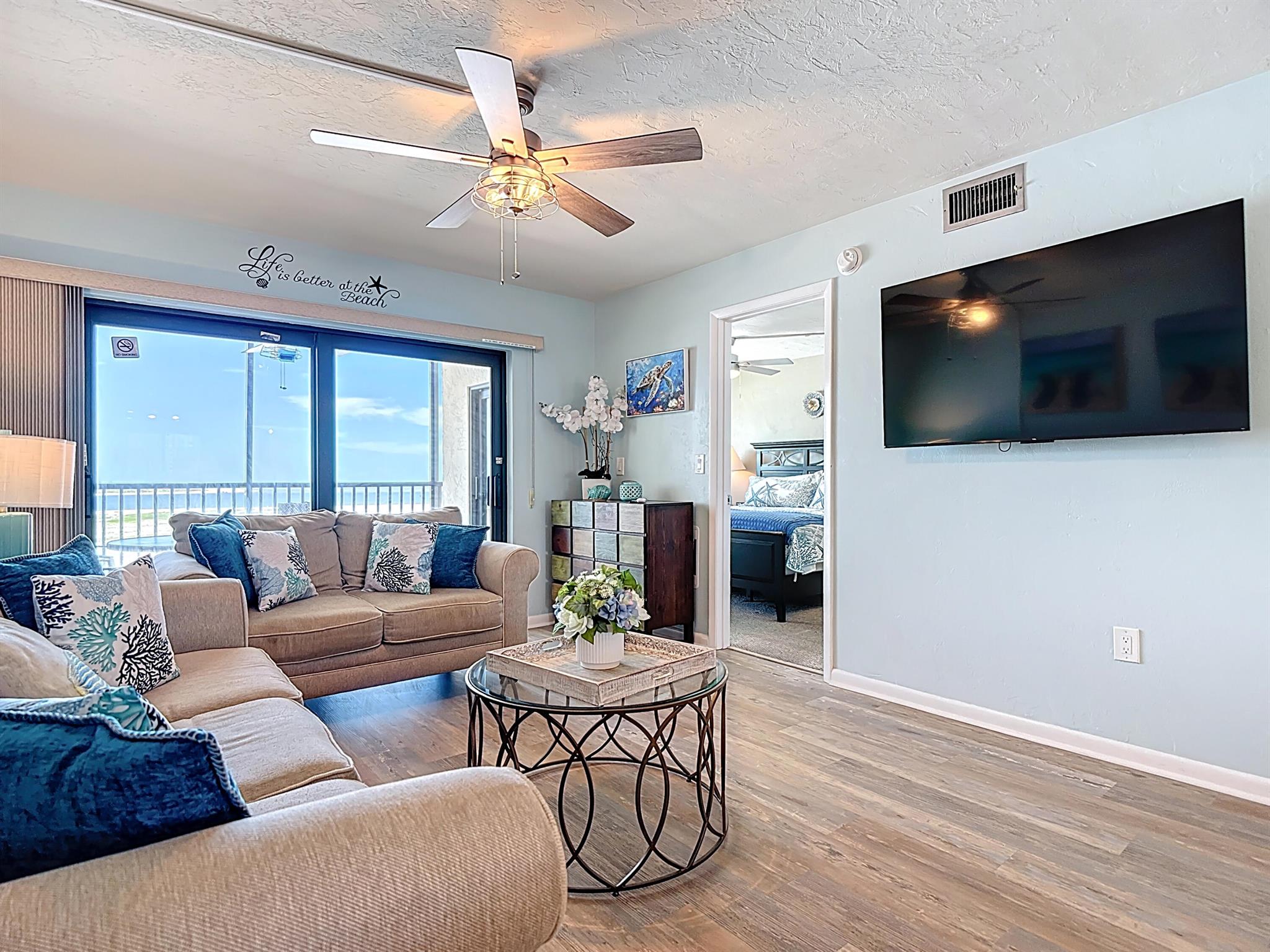 Stunning Beachfront 2-Bedroom Condo | Fort Myers South Strip. Live where others vacation! This fully furnished 2-bedroom, 2-bathroom apartment sits directly on a private stretch of beach in South Fort Myers, offering breathtaking ocean views and resort-style amenities. Step inside to find a beautifully decorated space with an open layout, ideal for relaxing or entertaining. The unit comes move-in ready--perfect for families, professionals, or companies seeking high-quality accommodations for employees.Direct beachfront location with unobstructed views. 2 spacious bedrooms & 2 modern bathrooms. Fully furnished & turnkey--just bring your suitcase. Beachfront pool for sun-soaked afternoons. Community lounge & BBQ area for gatherings. Bike storage. Flexible Rental Options.