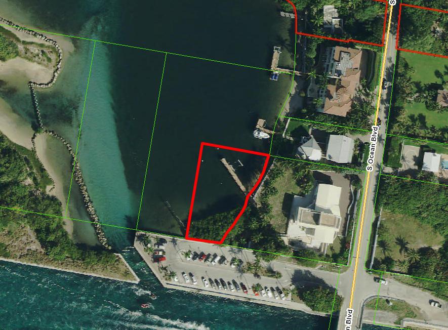 Consists of 2 FEE SIMPLE privately owned water lots west of 4020 S. Ocean Blvd. previously owned by the State of Florida. Perfect for private moorings area, dock expansion, fish farm or privacy. Access by water but eligible for easement through adjacent property. Available completely separately from and potentially in addition to a buyer considering the purchase of adjacent property in Manalapan. Additional lots/lot packages available priced from $3,999,999 to $14,999,999.