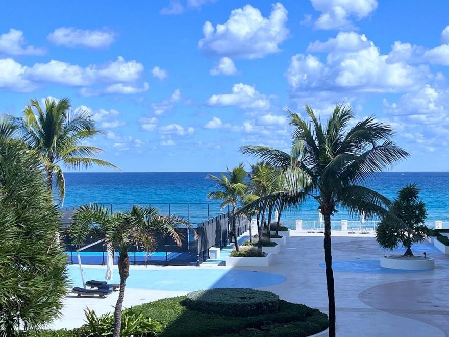 This convertible 1-bedroom, 2-bath apartment can easily be transformed into a 2-full-bedroom unit. Every room offers access to the generously sized balcony, providing plenty of space to enjoy the outdoors. The apartment is ready for your personal touch, offering excellent potential for updates and remodeling to make it uniquely yours. Whether you're looking for a permanent residence or a seasonal getaway, this unit has beautiful views of the ocean as well as tropical gardens. Imagine starting your mornings with a cup of coffee on your balcony, soaking in the beautiful ocean scenery, and ending your day relaxing to the soothing sounds of the waves. Best of all, it's just steps from the beach! Located in a premier resort-style condominium, the Barclay offers an array of amenities such as: direct beach access, BBQ area, outdoor kitchen, heated pool, tennis/pickaball courts, gym, saunas, business center, party room, game room, lounge, movie room, bike storage, and much more, ensures a lifestyle of indulgence. Covered parking, drive-through car wash, 24/7 concierge, water, pest control, internet, and cable are all conveniently included in the HOA. Additional highlights include covered parking and an extra storage bin.