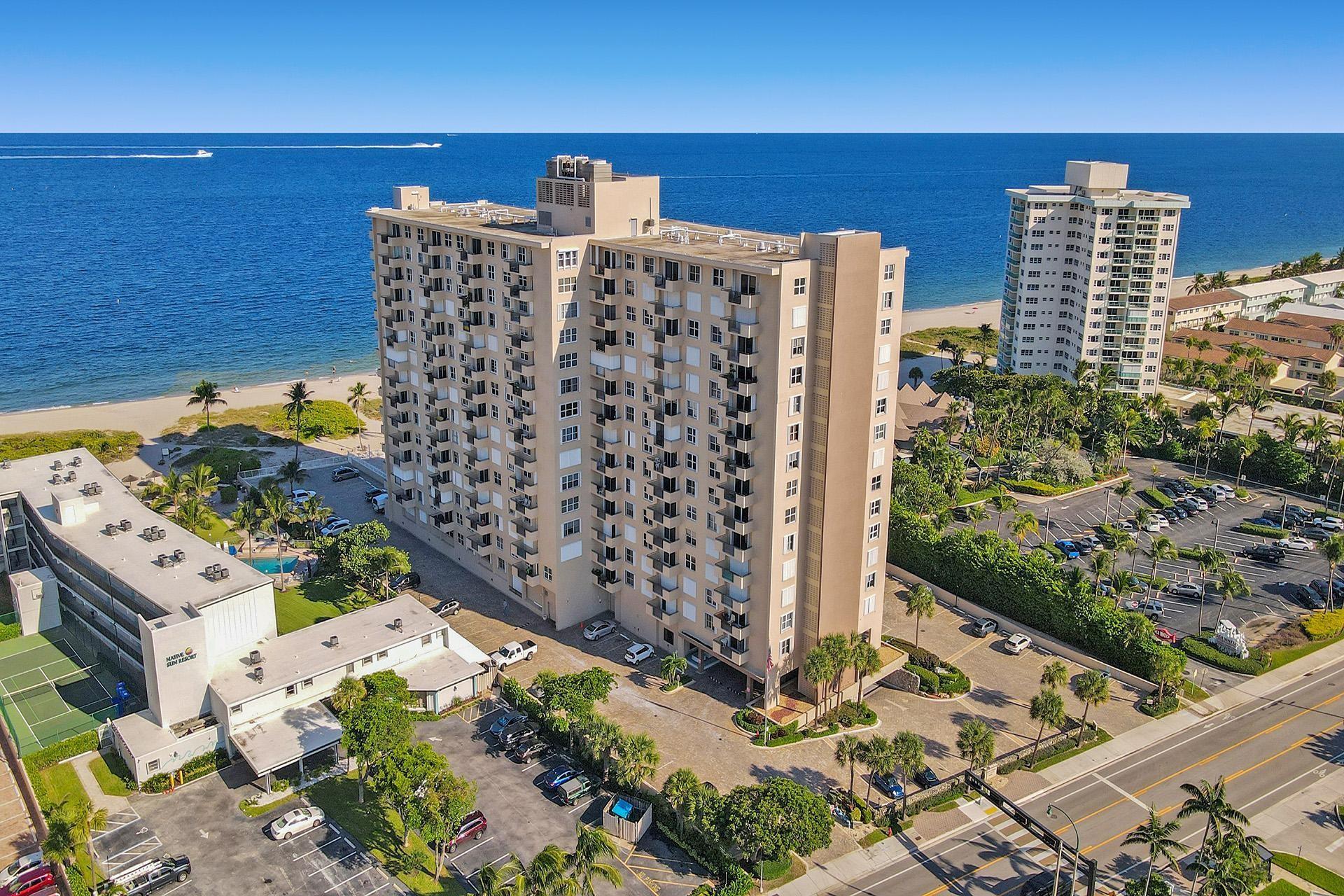 Rarely available, direct ocean facing, large SE corner unit with 2 bed/2.5 baths, is now available in this highly sought after building on the sand in prestigious Lauderdale By The Sea. Nestled between Ft. Lauderdale & thriving Pompano Bch, this 2 mile wide town is located on the barrier island. The unit is renovated with an open kitchen leading into the formal dining & living room. The huge pool & deck are as wide as the width of the building with peaceful views of ocean & lush foliage. Just bring your finishing touches to make this your own. Famously known for their wide coral reefs, water sports, biking & so much more. LBTS has activities for folks of all ages. Just down the street from shops, restaurants, grocers, the pier & nightlife.  This is resort living at it's finest.