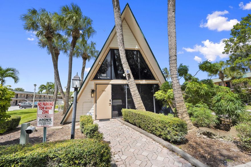 ABSOLUTE AUCTION SELLING TO THE HIGHEST BIDDER REGARDLESS OF PRICE - AUCTION NOVEMBER 22, 2025, AT 10:00 AM! This free-standing mixed-use A-frame office condo offers an ideal live and work setup, featuring a reception area, kitchenette, bath, and approximately 1,100 square feet including upper-level offices or bedrooms. The space includes two parking spots, new flooring, and a new central A/C system. It is conveniently located near US-1 and Kanner Highway at 1001 SE Monterey Road in Stuart, Florida.