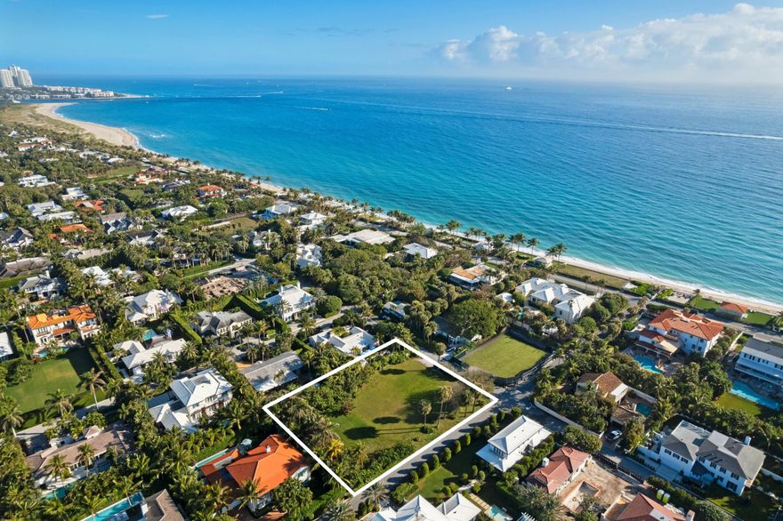 Double lot and beach block on a coveted North End street, now available with ARCOM-approved plans. This expansive 24,979 SF corner property, located at El Pueblo and N. Ocean Way, offers direct access to the beach and the Lake Trail. Move forward with these ready-to-build plans and bypass the approval process or create your own custom residence on one of the last remaining double lots in the North End. The lot can be split in half. Each lot would be approximately 100'x125' (12,500 SF) and available individually for $7,950,000