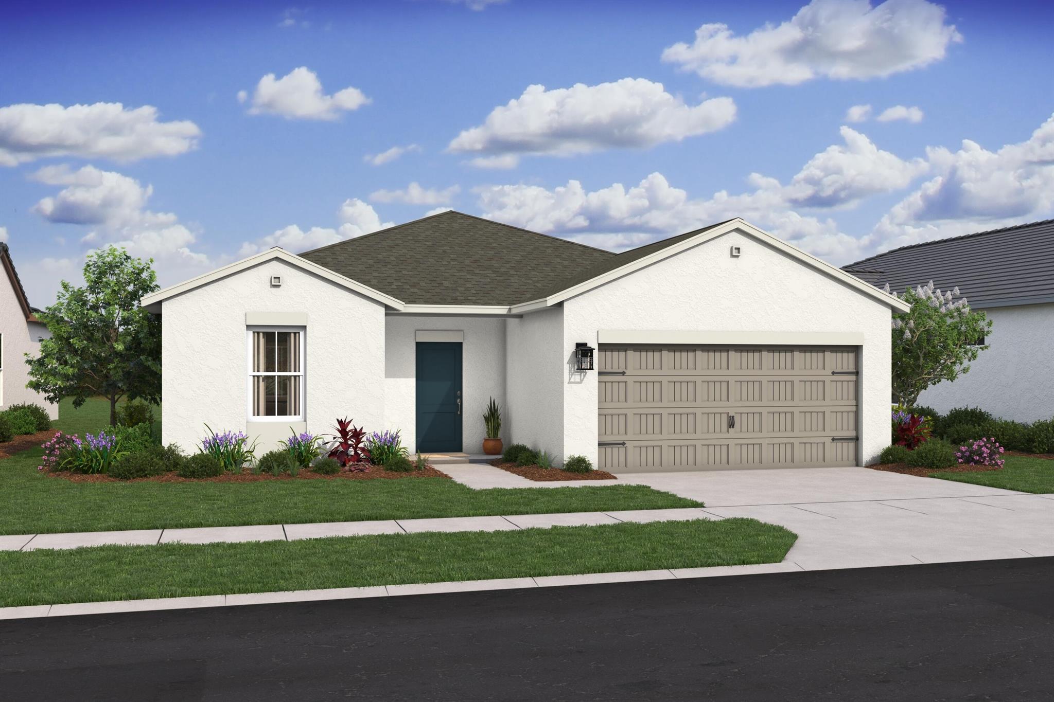 Azalea II - 3 Bed / 2 Bath / 2-Car Garage | 1,363 Sq Ft | Impact Glass | Designer Finishes.Quaint and stylish, this beautifully designed Azalea II offers 1,363 square feet of open concept living. Featuring 3 bedrooms, 2 full baths, and a 2-car garage, this home is perfectly located near Becker Road with quick access to I-95 and the Turnpike.Step into a bright and cozy great room with soaring 9' ceilings and stunning wood-look plank flooring throughout the main living areas. The striking kitchen boasts white cabinets, Caledonia granite countertops, a central island ideal for prep or casual meals, and GE stainless steel appliances. Enjoy a lavish primary suite complete with a spacious bathroom featuring dual sinks. A conveniently located laundry comes complete