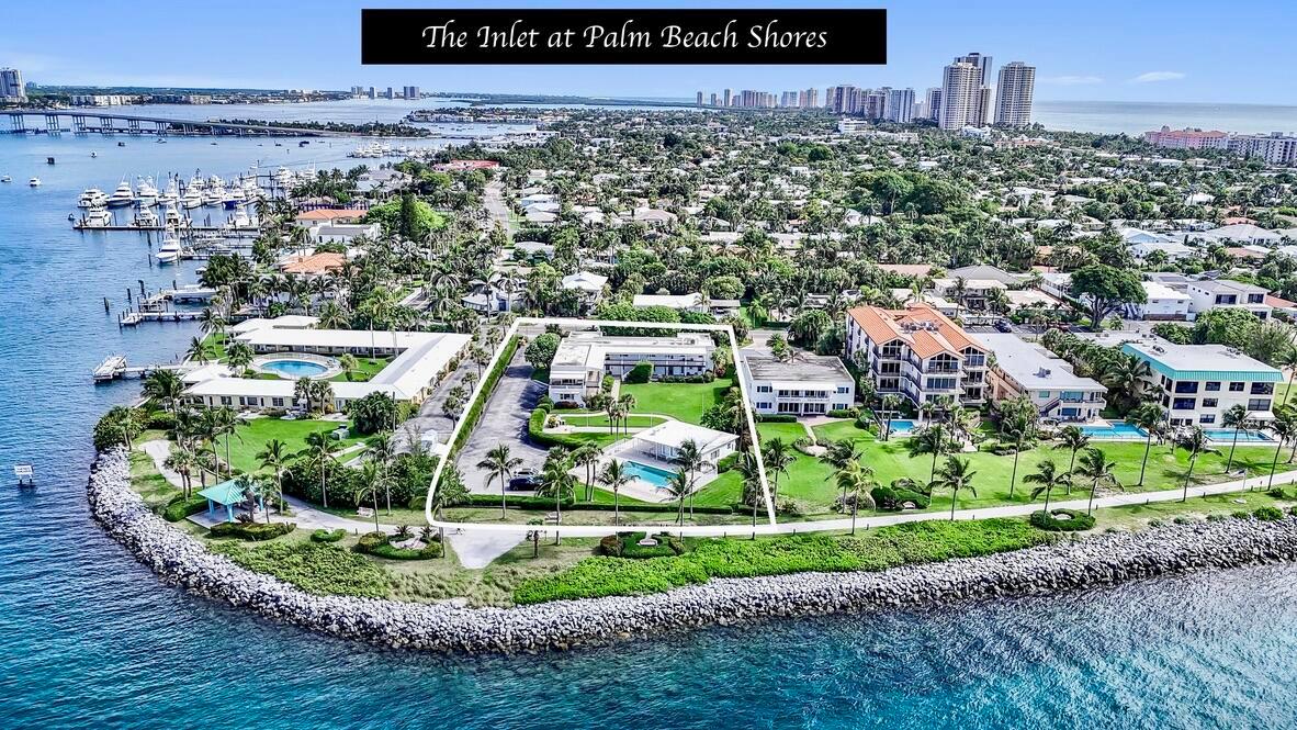 Welcome to The Inlet, your serene retreat at this beautifully appointed 2 -bedroom, 2-bathroom condo, perfectly situated directly on the Palm Beach Inlet in the exclusive Palm Beach Shores, FL. With only 10 units in the boutique building, this property offers a unique blend of privacy and luxury, featuring stunning views of the Intracoastal Waterway and the Atlantic Ocean.Inside, the condo is elegantly designed to provide a comfortable and relaxing coastal atmosphere. The kitchen includes all your basic appliances and essentials for preparing delicious meals. The open-plan dining and living areas are designed to make the most of the breathtaking water views, creating a perfect setting for unwinding after a day of exploration.