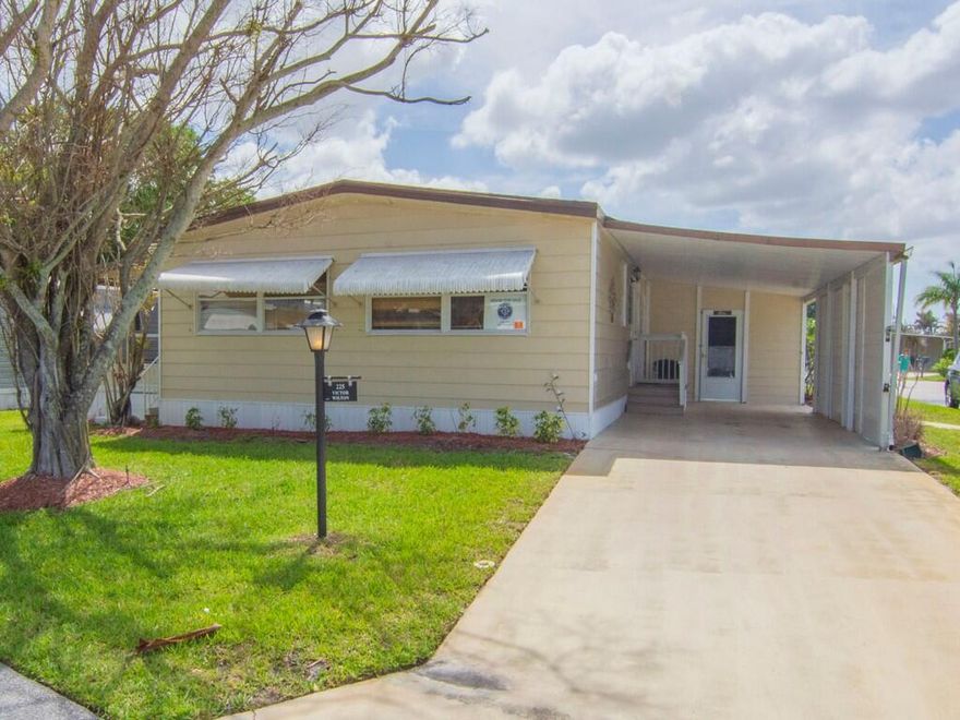 Welcome to your coastal retreat in the heart of Jensen Beach! This beautifully maintained home offers the perfect blend of comfort, privacy, and Florida charm. Step inside to an inviting, light filled layout featuring spacious living areas, updated finishes, and a seamless flow ideal for both everyday living and entertaining. The kitchen offers generous counter space and storage, opening to the main living area for effortless hosting. The primary suite provides a peaceful escape with ample closet space and a well appointed bath. Second bedroom is generously sized, perfect for family, guests, or a home office. Located just minutes from the beach, shopping, dining, and all the charm of downtown Jensen Beach. This home offers the lifestyle you've been searching for.  Lot rent is $805.
