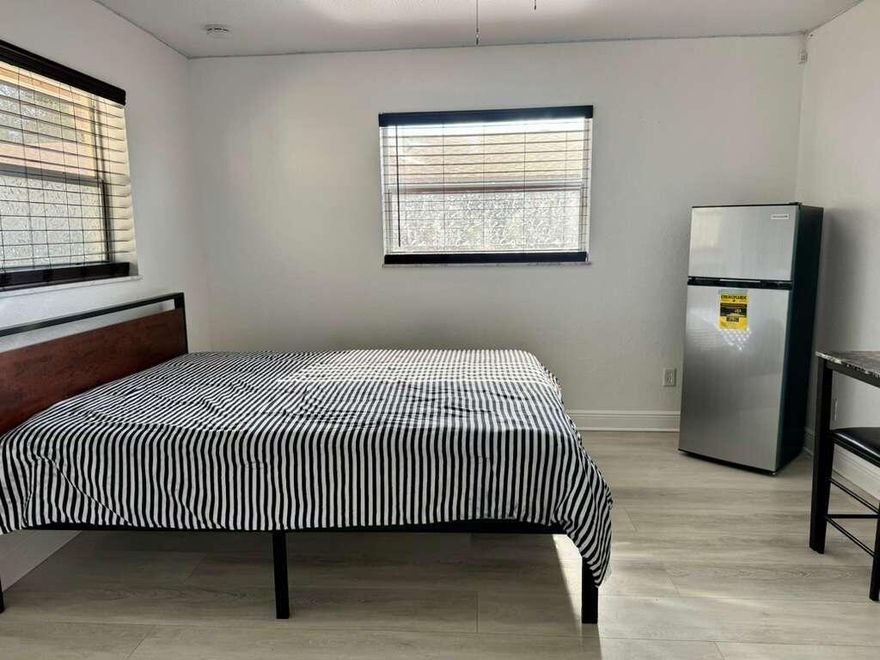 Move in ready efficiency/studio with private entrance, kitchenette, and parking available for one vehicle. All utilities included. Unit features a private bathroom and is furnished if desired, including refrigerator, microwave, Smart TV, and breakfast table with stools. Centrally located near Saint Lucie West and US-1, with convenient access to shopping, dining, and major highways, including I-95 and the Turnpike.