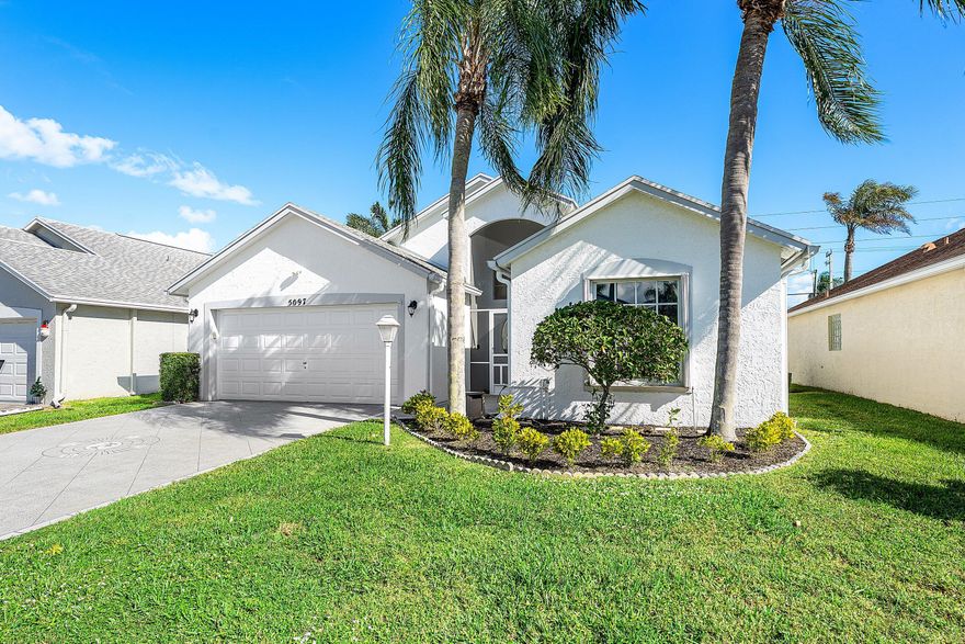 Pride of ownership shines in this immaculate, well-maintained WPB single-family home! Bright, open layout with lots of light, large kitchen, family room, plus living room/dining area for entertaining. This is a true 3 BR/2 Bath floorplan and offers a spacious primary suite with double sinks, separate shower & Roman tub as well as dedicated interior laundry room. Located in Cypress Lakes—a popular private guard-gated 55+ community with an 18-hole golf course offering FREE green fees, clubhouse, fitness center, 2 pools, mini-golf,  tennis & pickleball, billiards, bocce, shuffleboard & more. Enjoy easy access to major roadways and a short drive to downtown WPB or PBIA. 1 pet (25 lb max). Schedule your private showing today!