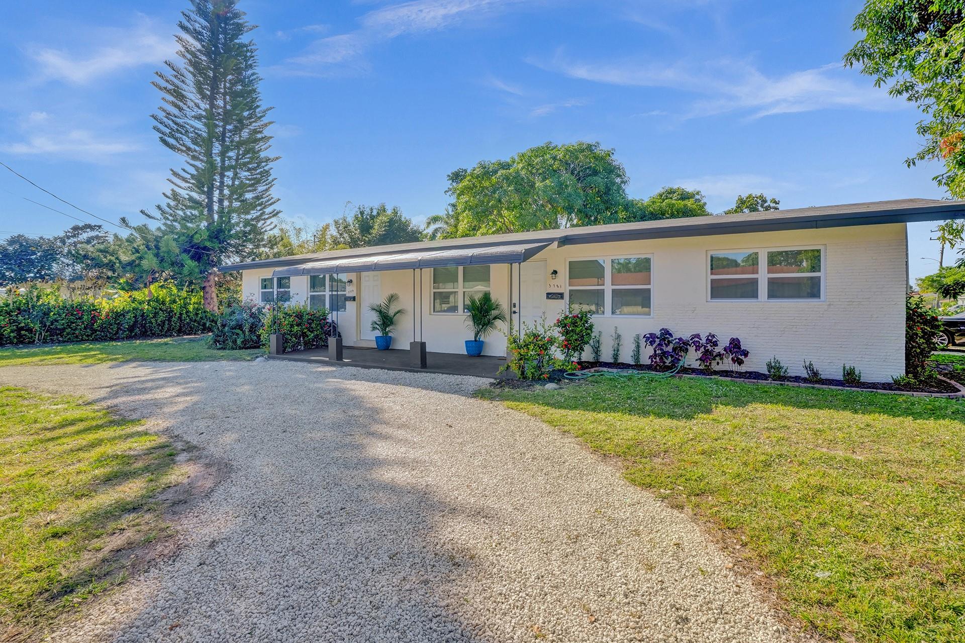 Only 2 blocks from the emerging Oakland Park downtown, 1 mile from Wilton Manors and 1.5 miles to the beach. This duplex was renovated from top to bottom. New Roof, Windows, Plumbing, Electrical, A/C, tankless water heater, Kitchens with stainless steel and quartz, baths, flooring, and appliances. Currently, a 1/1 and a 2/2. Each unit has a laundry room, a fenced rear yard with patios. The two-bedroom unit has a large owner ensuite with two large closets; the second bedroom is also an ensuite with shower and tub. The rear patio has an expansive covered awning perfect for outdoor entertaining. Living on one side and rent the other! Parking for up to 5 cars comfortably. Income: Gross $69,149 (2023) Currently an AIRBNB.
