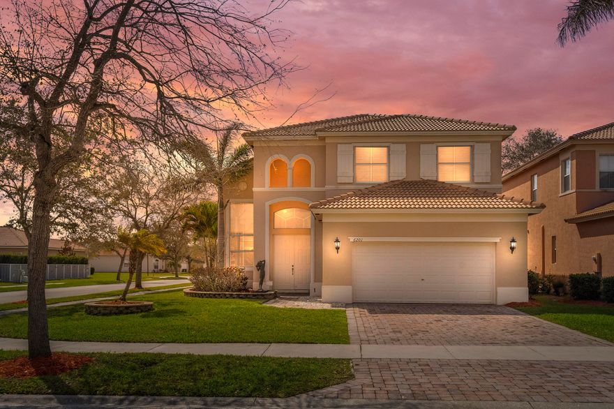 Welcome to 6201 Spring Lake Terr in gated Portofino Shores. Immaculate 5-bed, 3-bath home w/2-car garage offers 2,400+ sq ft w/BRAND NEW ROOF (w/20 yr. transferable warr.), great natural light, & expansive ceilings. Private corner lot with a new fence surrounding the backyard & an extended paver patio. Ideal for Florida living and entertaining. Other recent updates include fresh interior paint. Flexible first-floor bedroom for guests or office. Upstairs, the primary suite has double door entry, raised ceilings, dual vanities, soaking tub, separate shower, and walk in closet. Amenities: resort style pool, tennis, clubhouse, fitness center, 24 hr manned gate. Low $200/mo HOA. Minutes to beaches, shops, dining; ~15 mins to downtown Vero Beach and Fort Pierce. Move in ready & waiting for you!