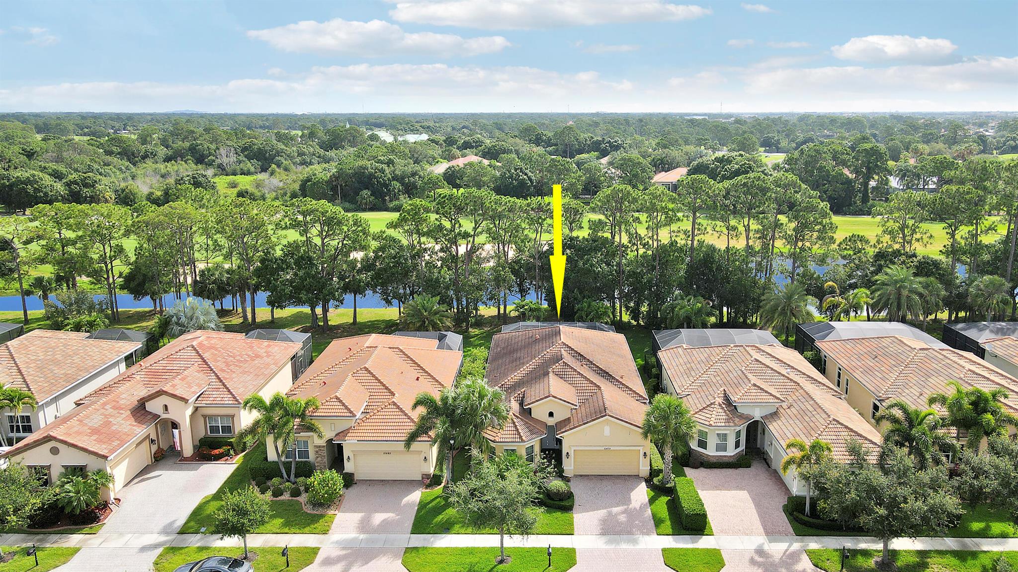 STUNNING BACKYARD VIEWS! This rare 3BR/2.5BA/2CG 'Florenza' floorplan w/ WATER & GOLF views has been gently lived in & thoughtfully upgraded. Walk in through the inviting foyer w/ tray ceilings that lead to formal living & dining areas. Kitchen features 42'' wood cabinetry, granite counters, stainless appliances, under cabinet lighting, pantry, large breakfast bar & breakfast nook for casual dining. Tile t/o the main living areas, tray ceilings, LED hihats & crown molding add to the casual elegance this home provides. Master suite overlooks the water & golf views w/ dual walk-in closets & a spa-like ensuite with soaking tub and separate shower. Guest bedrooms share a hall bathroom. Laundry room w/ custom built in floor to ceiling cabinetry and laundry sink leads to the two car garage.