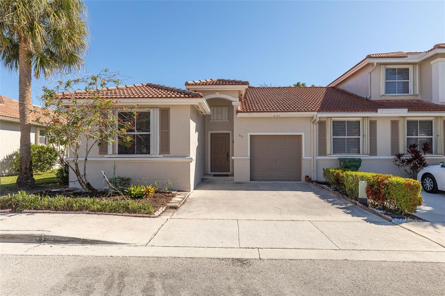 ***NEW ROOF IN PROCESS***Located in a highly desirable gated community, this TRUE 3 bed, 2-bath villa with garage offers a smart split-bedroom layout, high ceilings, and tile and laminate flooring throughout. Walk to top-rated schools and enjoy community amenities including a pool, with no HOA approval required and pets allowed with breed restrictions. The generously sized kitchen (renovated in 2017) opens to the main living area, making it ideal for everyday living. Recent updates include a new AC (2024), water heater (2017), and accordion shutters. The primary suite features a walk-in closet and private bath, while the outdoor space is highlighted by mature mango and avocado trees. FHA and VA financing welcome. With a little vision and DIY, this home has incredible potential. ***NEW ROOF IN PROCESS***Located in a highly desirable gated community, this TRUE 3 bed, 2-bath villa with garage offers a smart split-bedroom layout, high ceilings, and tile and laminate flooring throughout. Walk to top-rated schools and enjoy community amenities including a pool, with no HOA approval required and pets allowed with breed restrictions. The generously sized kitchen (renovated in 2017) opens to the main living area, making it ideal for everyday living. Recent updates include a new AC (2024), water heater (2017), and accordion shutters. The primary suite features a walk-in closet and private bath, while the outdoor space is highlighted by mature mango and avocado trees. FHA and VA financing welcome. With a little vision and DIY, this home has incredible potential.