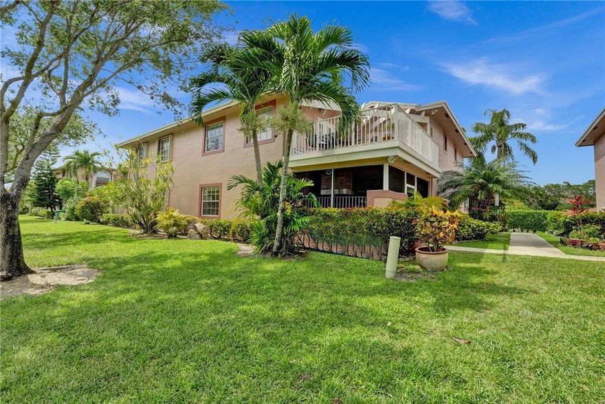 A rare find! Waterfront corner townhouse in Coral Springs with balcony and covered patio. Upon entering, you are greeted with a custom outdoor kitchen perfect for entertaining.  Nicely maintained interior offers lots of storage, an updated kitchen w/ stainless steel appliances, granite countertops & recessed lighting. The spacious master suite and one of the guest bedrooms open up to the large balcony overlooking the canal. Perfect to have your morning cup of coffee or evening cocktail! New tile roof is currently being installed. Laundry is under air in the half bathroom downstairs for convenience. Pets OK! Low HOA! Good schools that are all less than 5 minutes away! Community swimming pool. Conveniently located near Sawgrass Expwy, the dog park and Sportsplex, University Dr and shopping.
