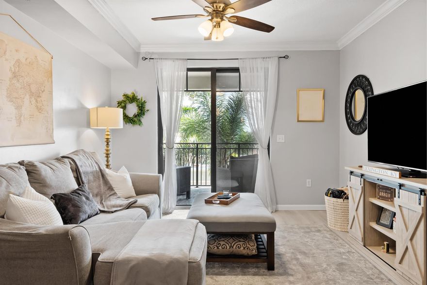 Urban contemporary style meets resort-style living at The Residences at Midtown in Palm Beach Gardens. This pristine condo is completely move-in ready with fresh paint, hurricane impact glass, abundant natural light, and a soft coastal interior that feels inviting the moment you walk in.Recent upgrades include a new refrigerator plus new washer and dryer, all under a transferable 5-year warranty for peace of mind. The home has been meticulously maintained, combining comfort, function, and style.The location is unbeatable: one minute to I-95, minutes to the Turnpike, 10 minutes to the beach, and less than 15 minutes to Palm Beach International Airport. Step outside your door and enjoy one of the most walkable spots in Palm Beach Gardens with restaurants, gyms, coffee shops, and
