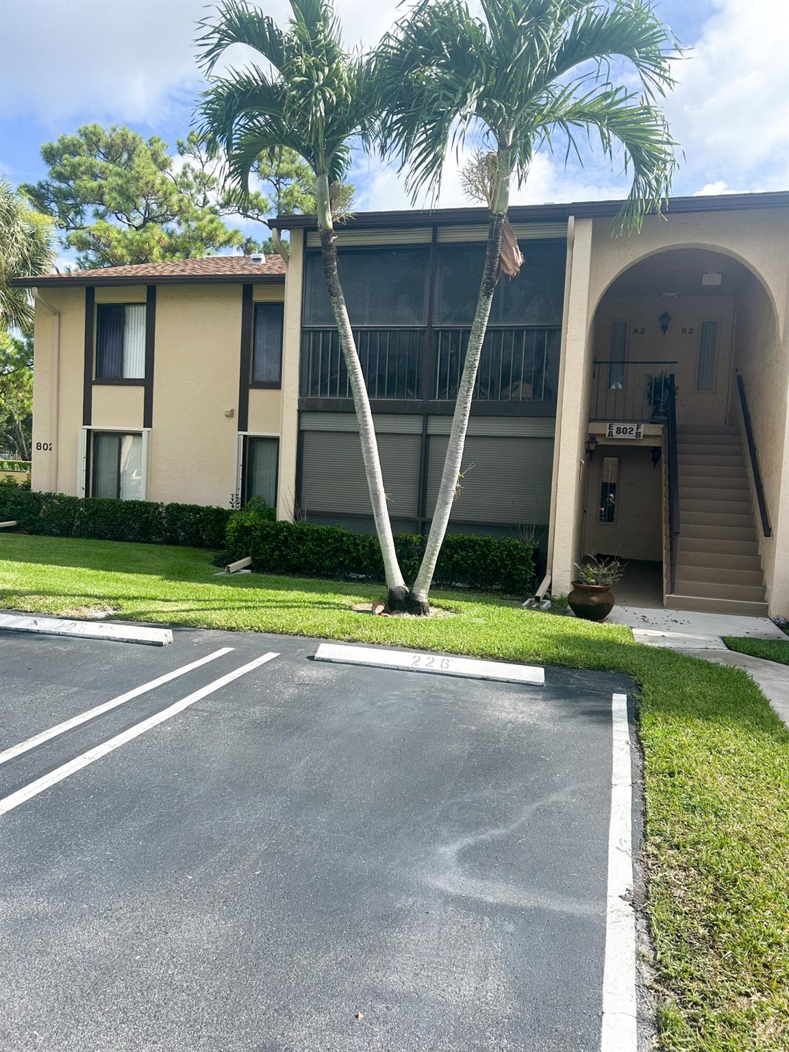 ADULT COMMUNITY 55+. Beautiful 2-bedroom 2-bath with spacious covered patio on 2nd floor. This condo has been very well maintained with nice, crowned molding thru out. Master bedroom has spacious walk-in closet. Kitchen with eat-in area and pantry. Community features heated pool, hot tub, walking paths, tennis/pickleball, bocca and shuffleboard courts. Great location near shopping, beaches and restaurants