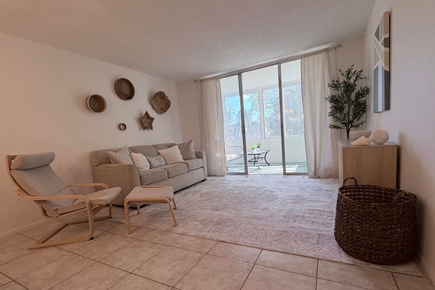 Gorgeous. Modern. Super Clean. Furnished. Peaceful.  Brand new electrical panel (2026), new water heater (2026), newer A/C system (2023), new refrigerator (2025), new, never used stove (2025), new, ever used dishwasher (2025), freshly painted (2026)......  Décor is neutral and inviting. Terrace faces big trees in the courtyard that provide peace and privacy.  Pool, shuffleboard, outdoor barbeque....  No special assessments due for the condo. Well maintained, gated community with dedicated parking space.  Buyer should verify all information provided as it might be subject to error.