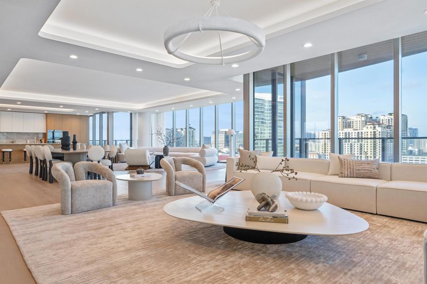 One-of-a-kind custom floor plan, move-in ready 3-bedroom, 31/2-bath residence in this 41-unit boutique, luxury waterfront building. A private elevator opens directly into your spacious foyer that flows into a bright & open floor plan. Floor-to-ceiling windows with panoramic water views. Great open kitchen with high-end appliances & custom cabinetry, expansive living and dining zones ideal for entertaining, & an oversized terrace that merges indoor elegance with outdoor ease. The primary suite features a spa-style bath & generous walk-in closet. Additional private VIP suite apart from the primary. Custom-built closets throughout the residence. Spectacular 5-star amenities curated for discerning buyers who value privacy, prestige & the ultimate waterfront lifestyle.