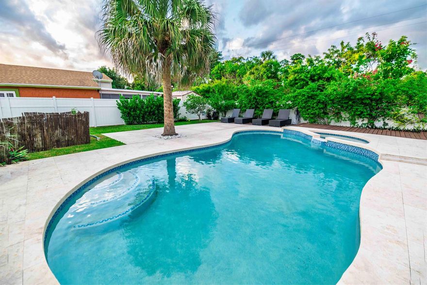 Resort-style home with private pool & jacuzzi! Freshly painted with new roof, new deck, and accordion shutters on all windows. Features 3 bedrooms, 2 full baths, a furnished den perfect for guests, office, or playroom, plus a large bonus room ideal for TV or entertainment. Two bedrooms include flat wall TVs. Excellent school district. Conveniently located near major highways, Boca Town Center Mall, and stunning beaches. Patio comes furnished and ready for outdoor living!