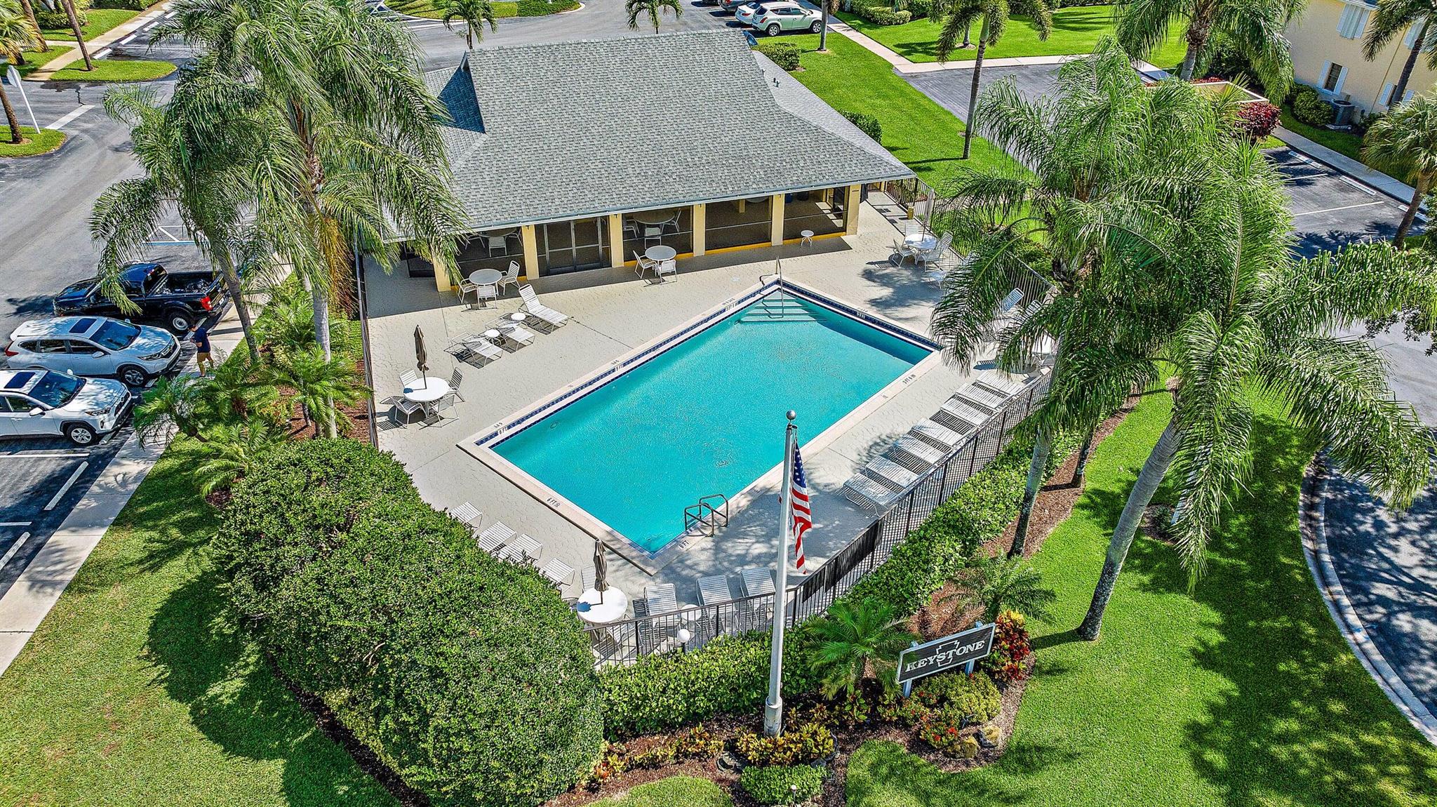 Experience the best of Jupiter living in this lovely very affordable 2nd floor 2 bedroom 2 bath furnished condo located in the very desireable Keystone at Indian Creek. Condo located on the 7th fairway of the Golf Club of Jupiter offering serene and picturesque settings. Updated Applicances, New AC & Hot Water heater plus updated Electrical panel. Low condo fees inlcude water, sewer, cable, wifi, NEW roof & exterior maintenance. Community Pool being upgraded with new decking & furniture. Central location to everything that Jupiter has to offer, excellent restaurants, shopping, entertainment, Jupiter Medical Center. Short 15 minute ride to beautiful beaches and 30 min to West Palm Beach Airport. Full accordion shutters throughout plus additional shutter on patio. This will not last long!